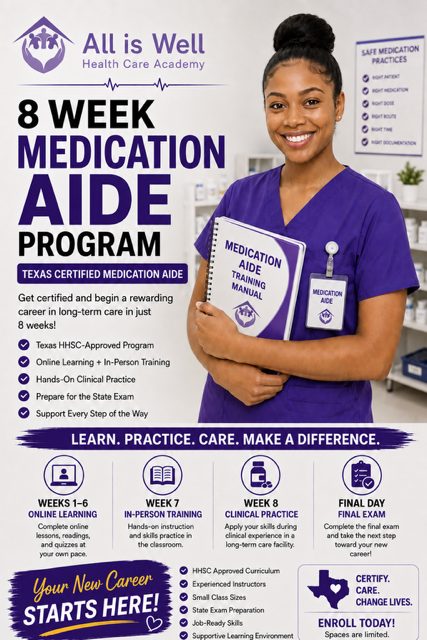 8-Week Medication Aide program card